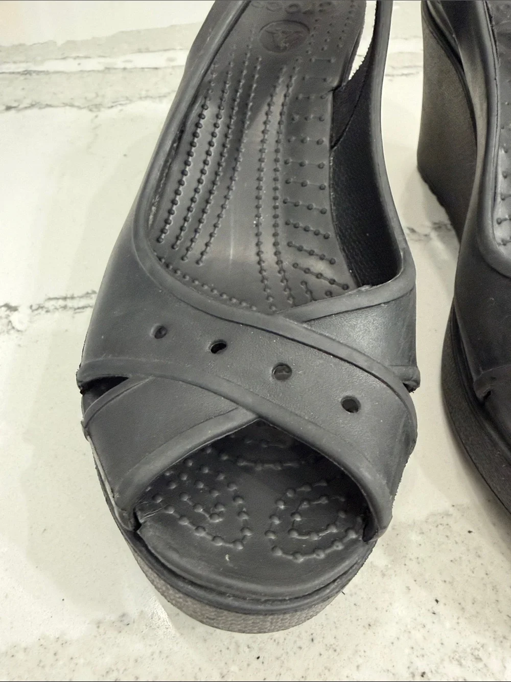 CROCS Women’s Black Slingback Peep-Toe Sandals